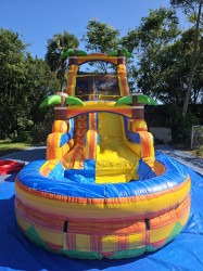 19FT YELLOW TROPICAL SLIDE